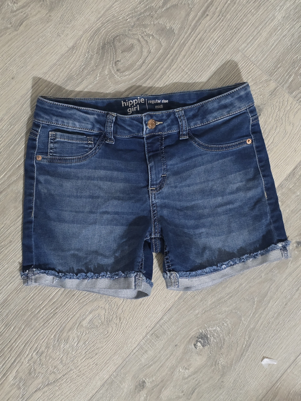 Hippie Girl Dark Blue Denim Roll Cuff Shorts
